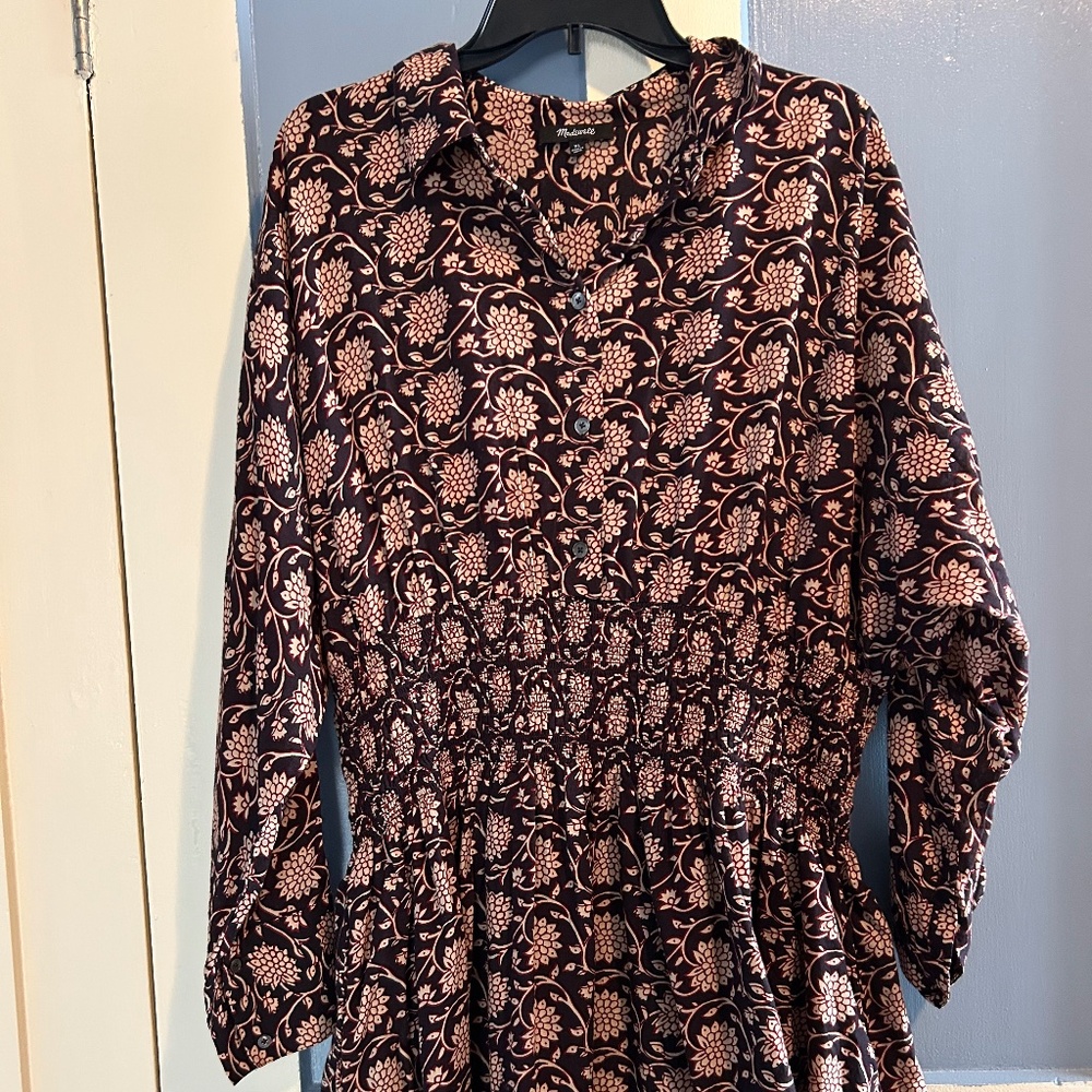 Madewell Shirred Mini Shirt Dress